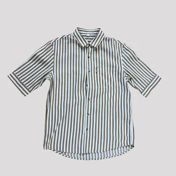 Amu herretøj | sommer regelmæssig shirt mænd er moderat casual business-shirt Revers medium Ærme Stribet t-Shirt